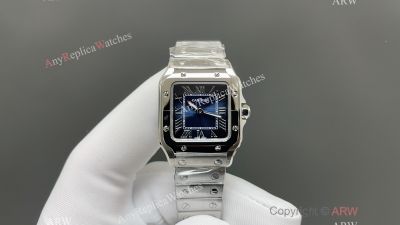 CLF Cartier Santos White/Green/Blue Face SS Band Swiss Quartz Movement 27*34.5*7.4mm Watch
